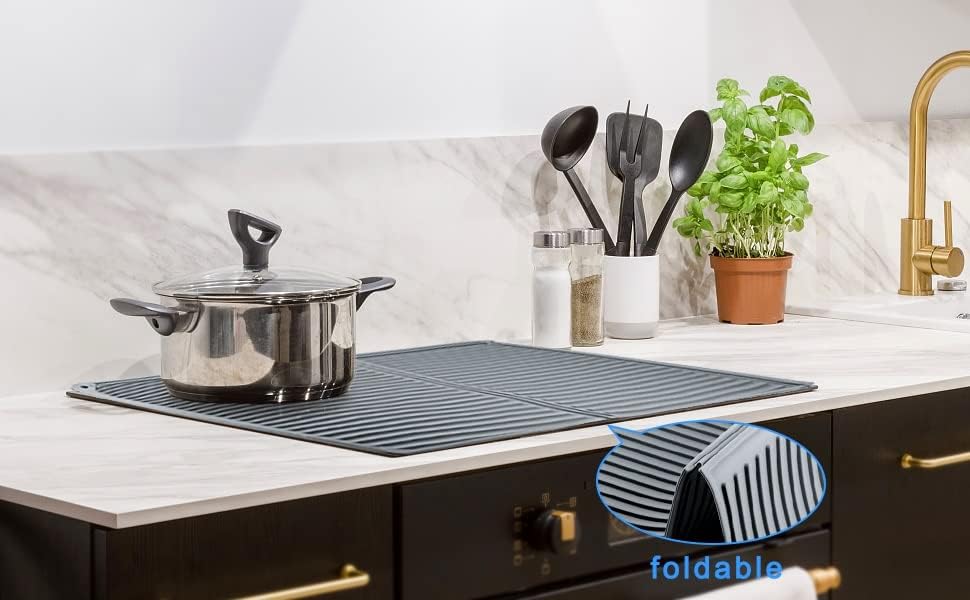Electric Stove Top Cover, Silicone 20′′ x 28′′ Foldable Glass Top Stove Cover Dish Drying Mat for Kitchen Counter Extra Large — view 3