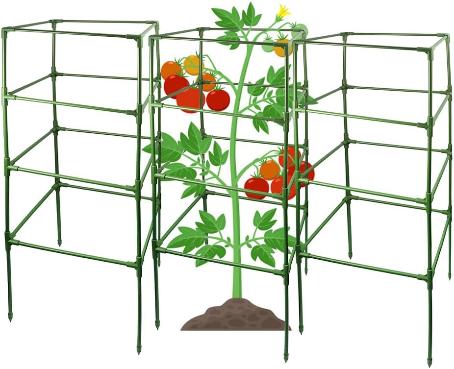 3 Pcs 15′′x15′′x41.5′′ Tomato Cages for Garden Square Tomato Plant Support Cages Tomato Cages Plant Stakes for Climbing Vegetables Plants Flowers — view 1