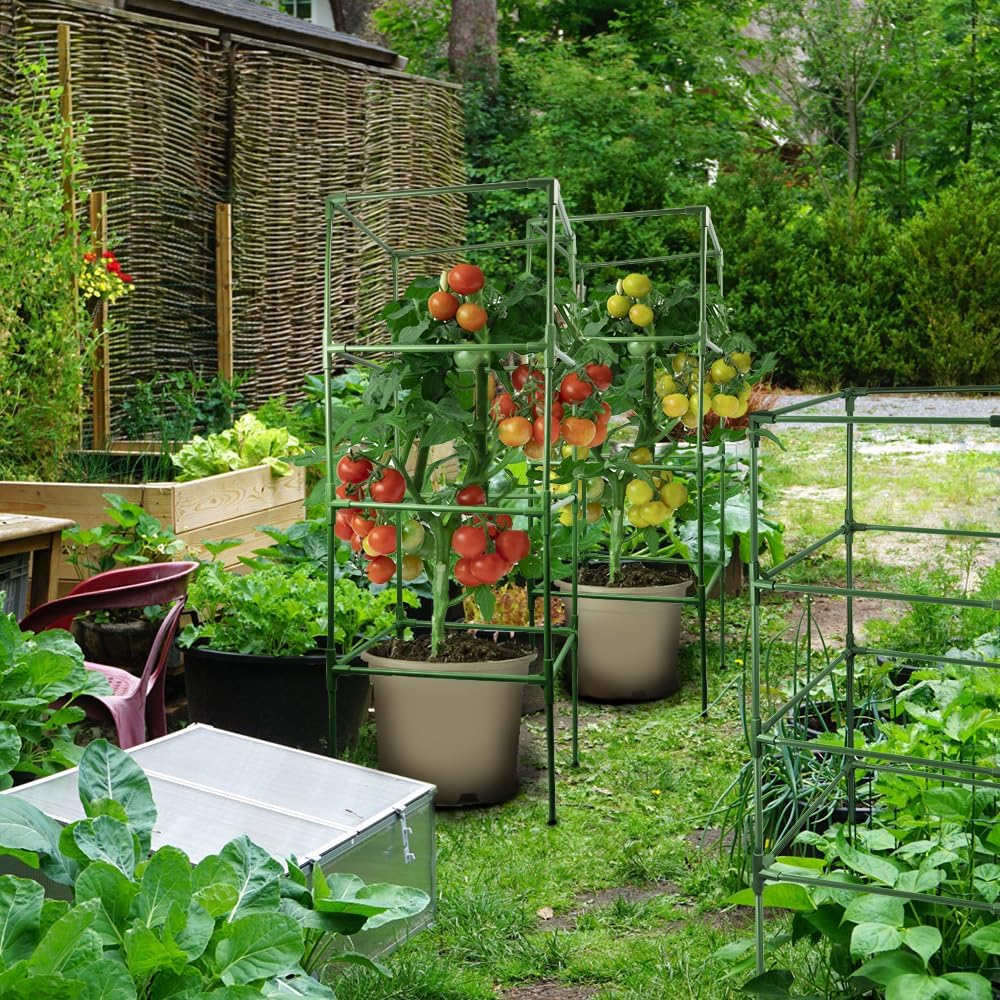 3 Pcs 15′′x15′′x41.5′′ Tomato Cages for Garden Square Tomato Plant Support Cages Tomato Cages Plant Stakes for Climbing Vegetables Plants Flowers — view 3