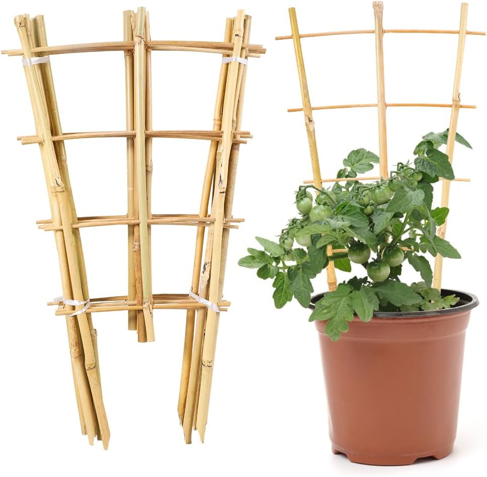 10 Pcs 16′′ Bamboo Trellis with Twist Ties Fan-Shaped Plant Trellis Garden Ladder Trellis for Indoor Potted Plants Climbing Plants — view 2