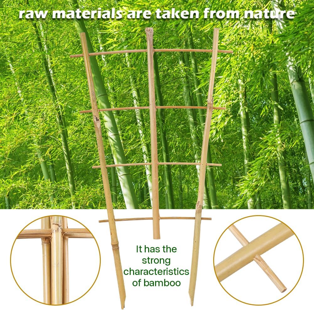 10 Pcs 16′′ Bamboo Trellis with Twist Ties Fan-Shaped Plant Trellis Garden Ladder Trellis for Indoor Potted Plants Climbing Plants — view 3