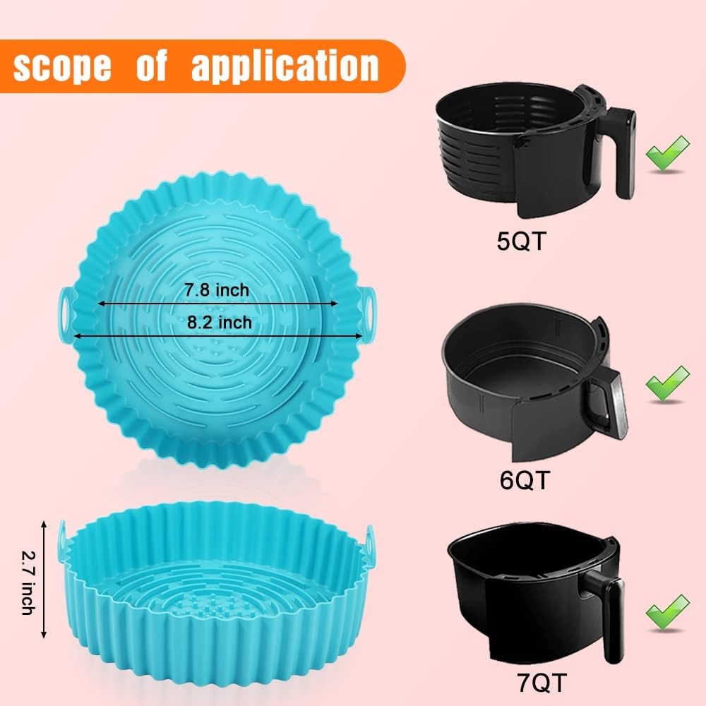 3 Pcs Air Fryer Silicone Liners Pot Silicone Basket Bowl Reusable Baking Tray Replacement of Flammable Parchment Liner Paper Oven Microwave Accessories — view 2